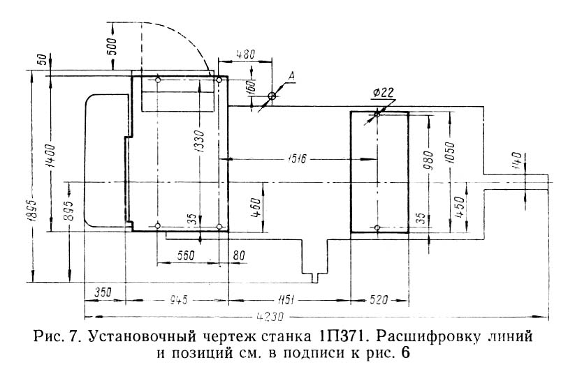1П371 Настановне креслення токарно-револьверного верстата